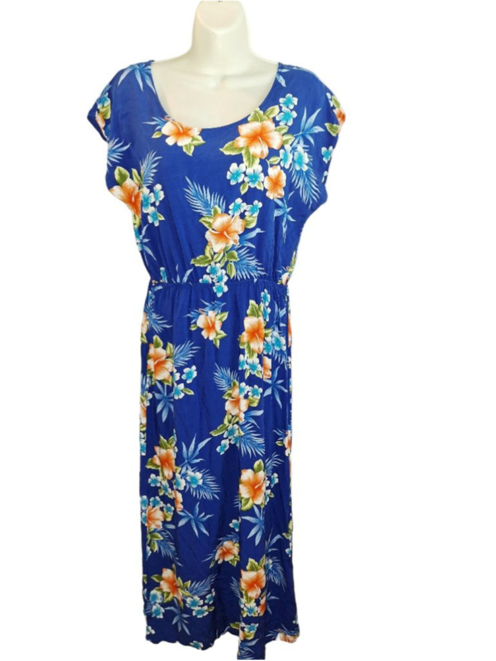 Hawaii Hangover Blue Floral Maxi Dress M beachwear resortcore vacation aloha